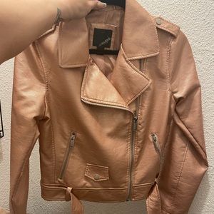 NWOT Collection B New York Rose Gold Faux Leather Jacket M